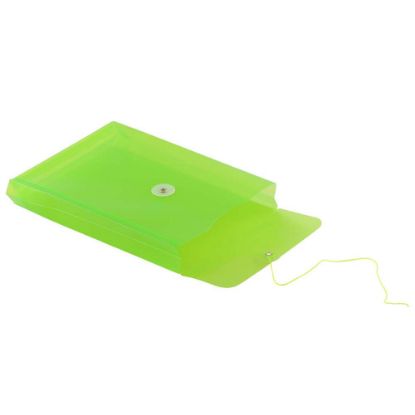 Picture of JAM Paper Open-End Plastic Envelopes, 6 1/4in x 9 1/4in, Lime Green, Pack Of 12