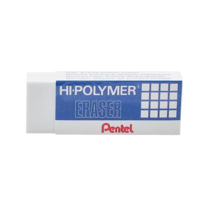 Picture of Pentel Hi-Polymer Eraser - Lead Pencil - Block - Non-abrasive, Latex-free - 0.5in Height x 2.6in Width x 1in Depth - 1Each - White