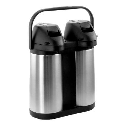 Picture of MegaChef Dual 1.9 L Stainless-Steel Airpot Hot Water Dispenser For Coffee And Tea, Silver/Black