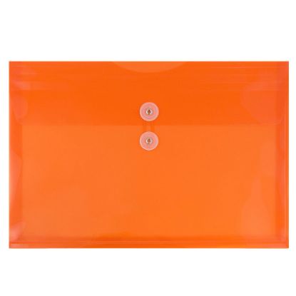 Picture of JAM Paper Booklet Plastic Envelopes, Letter-Size, 9 3/4in x 13in, Button & String Closure, Orange, Pack Of 12