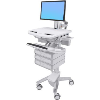 Picture of Ergotron StyleView Cart with LCD Pivot, 3 Drawers (1x3) - Up to 24in Screen Support - 37.04 lb Load Capacity - Floor - Plastic, Aluminum, Zinc-plated Steel