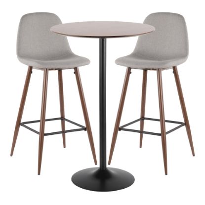 Picture of LumiSource Pebble Mid-Century Modern Table With 2 Chairs, Black/Walnut/Light Gray