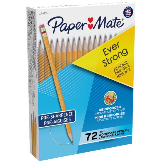 Picture of Paper Mate Everstrong Break-Resistant Pencils, #2 Lead, Yellow, Pack Of 72 Pre-Sharpened Pencils