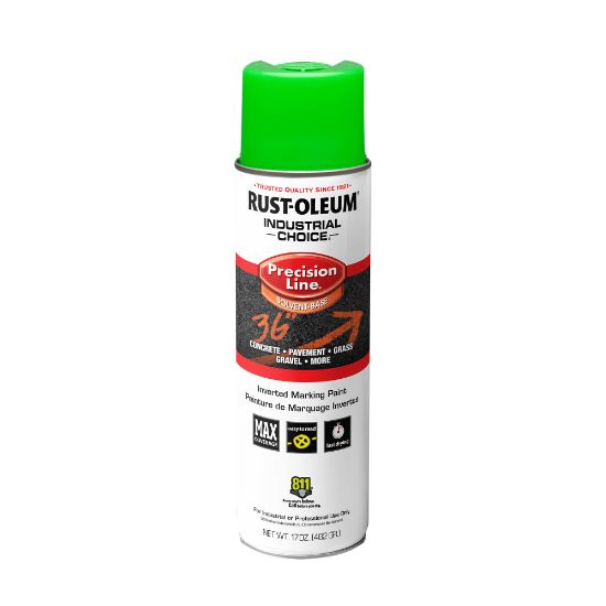 Picture of Rust-Oleum Industrial Choice M1600 System Solvent-Based Precision Line Inverted Marking Paint, 17 Oz, Fluorescent Green, Case Of 12 Cans