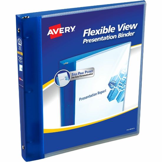 Picture of Avery Flexible 3-Ring Binder, 1/2in Round Rings, Blue