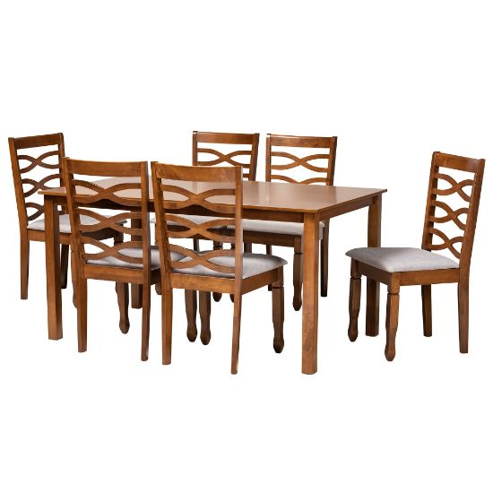 Picture of Baxton Studio Lanier 7-Piece Dining Set, Gray/Walnut