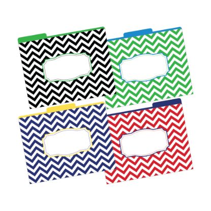 Picture of Barker Creek Tab File Folders, 8 1/2in x 11in, Letter Size, Chevron Nautical, Pack Of 12