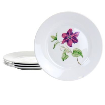 Picture of Martha Stewart Botanical Garden 4-Piece Ceramic Dessert Plate Set, 8in, White/Assorted Designs