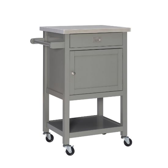 Picture of Linon Victoria 36inH Apartment Cart With Stainless-Steel Top, Gray