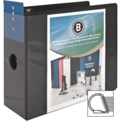 Picture of Business Source Basic View 3-Ring Binder, 5in Round Rings, Black