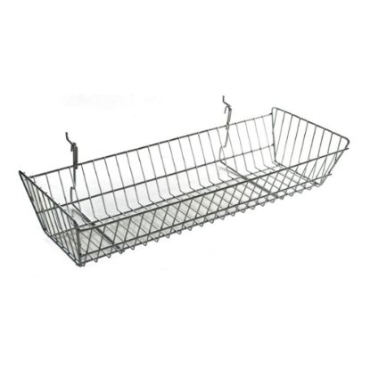 Picture of Azar Displays Chrome Wire Baskets, Small Size, 5 3/8in x  24 1/4in x  6 1/4in, Silver, Pack Of 2