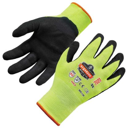 Picture of Ergodyne ProFlex 7021 Polyester Hi-Vis Nitrile-Coated Gloves, Small, Lime