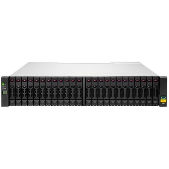 Picture of HPE MSA 2062 10GbE iSCSI SFF Storage - 24 x HDD Supported - 0 x HDD Installed - 24 x SSD Supported - 2 x SSD Installed - 3.84 TB Total Installed SSD Capacity - 2 x 12Gb/s SAS Controller - 24 x Total Bays