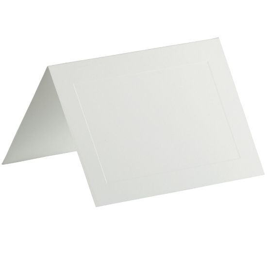 Picture of JAM Paper Strathmore Fold-Over Cards, With Panel, 4 Bar, 3 1/2in x 4 7/8in, Bright White, Pack Of 25