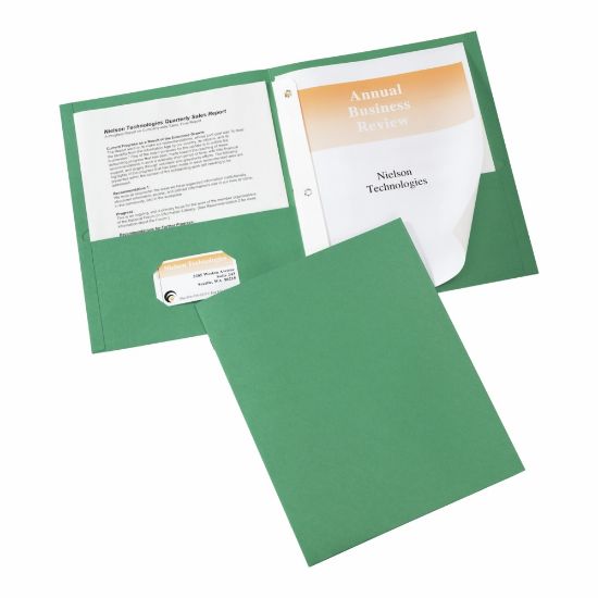 Picture of Avery 2-Pocket Folders With Fasteners, Letter Size, Green, Pack Of 25