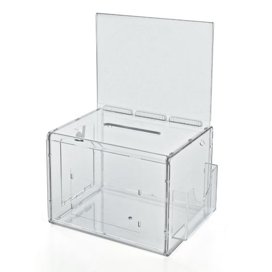 Picture of Azar Displays Plastic Suggestion Box, With Lock, Extra-Large, 8 1/4inH x 11inW x 8 1/4inD, Clear