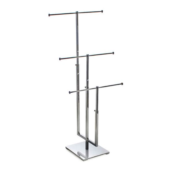 Picture of Azar Displays 3-Tier Adjustable Necklace Counter Display, 29inH x 13inW x 7inD, Silver