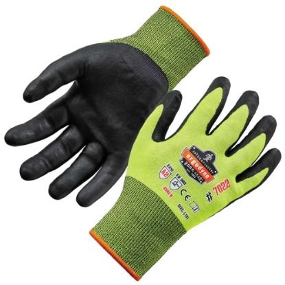 Picture of Ergodyne ProFlex 7022 Polyester Hi-Vis Nitrile-Coated Gloves, Large, Lime