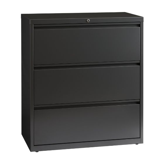 Picture of WorkPro 36inW x 18-5/8inD Lateral 3-Drawer File Cabinet, Charcoal