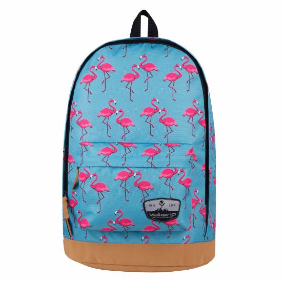 Picture of Volkano Suede Series Flamingo Backpack With 15.6in Laptop Pocket, Aqua/Pink Flamingo