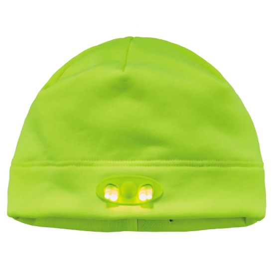 Picture of Ergodyne N-Ferno 6804 LED Light Fleece Skull Cap Beanie Hat, Lime