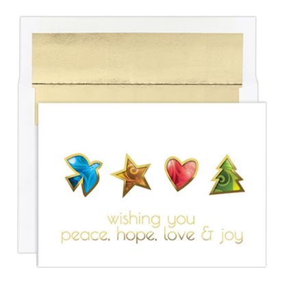 Picture of JAM Paper Christmas Card Set, Peace Hope Joy & Love, Set Of 16 Cards And Envelopes