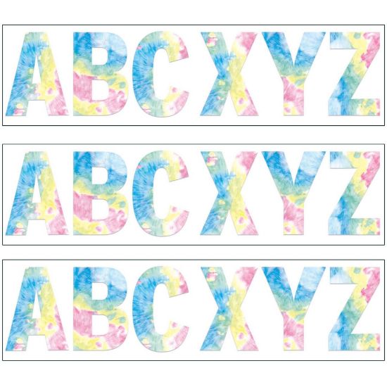 Picture of Eureka 7in Deco Letters, Fluorescent Tie-Dye, 129 Letters Per Pack, Set Of 3 Packs