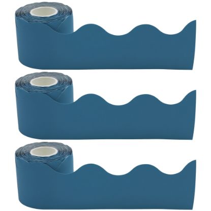 Picture of Teacher Created Resources Scalloped Border Trim, Slate Blue, 50ft Per Roll, Pack Of 3 Rolls