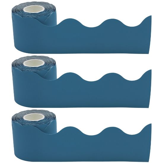 Picture of Teacher Created Resources Scalloped Border Trim, Slate Blue, 50ft Per Roll, Pack Of 3 Rolls