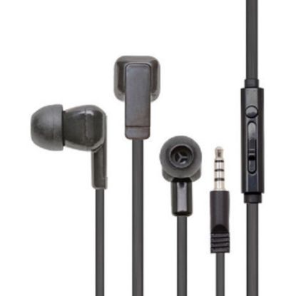 Picture of Califone Earbuds With Mic And To Go Plug - Stereo - Mini-phone (3.5mm) - Wired - 16 Ohm - 12 Hz - 22 kHz - Earbud - Binaural - In-ear - 3.90 ft Cable - Noise Reduction Microphone - Black