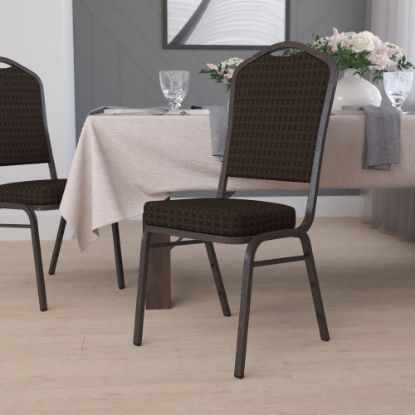 Picture of Flash Furniture HERCULES Series Crown Back Stacking Banquet Chair, Brown Patterned/Goldvein