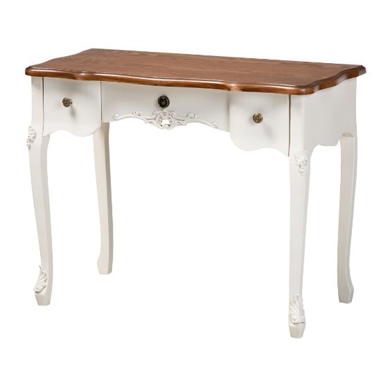 Picture of Baxton Studio French Country 3-Drawer Wood Console Table, Brown/White