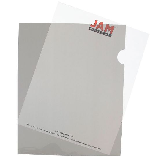 Picture of JAM Paper Plastic Sleeves, 9in x 11 1/2in, 1in Capacity, Smoke Gray, Pack Of 12