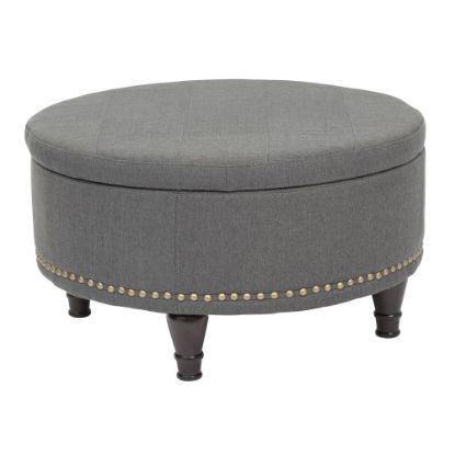 Picture of Office Star Augusta Round Storage Ottoman, Fabric, Klein Charcoal