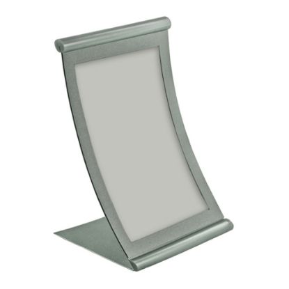 Picture of Azar Displays Metal Vertical Curved Sign Holder, 8-1/2inH x 5-1/2inW x 3inD, Silver