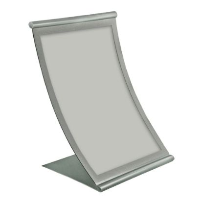 Picture of Azar Displays Metal Vertical Curved Sign Holder, 14inH x 8-1/2inW x 3inD, Silver