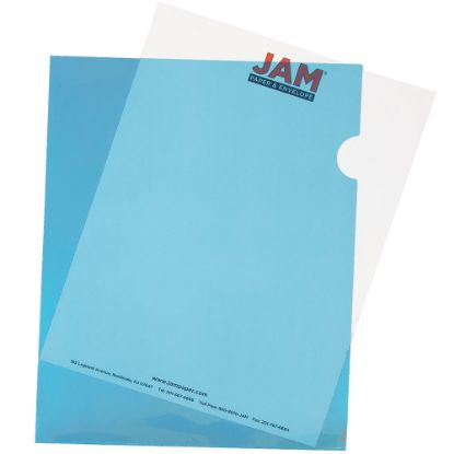 Picture of JAM Paper Plastic Sleeves, 9in x 11 1/2in, 1in Capacity, Blue, Pack Of 12