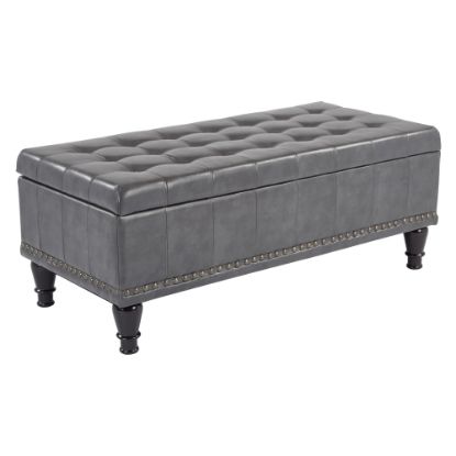 Picture of Office Star Caldwell Square Storage Ottoman, Gray