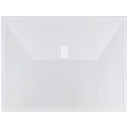 Picture of JAM Paper Plastic Booklet Envelopes, Letter-Size, 9 3/4in x 13in, Hook & Loop Closure, Clear, Pack Of 12