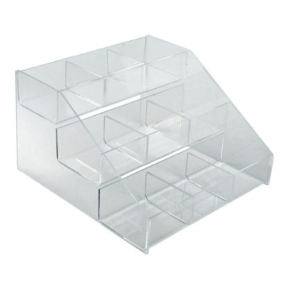 Picture of Azar Displays 3-Tier 9-Compartment Counter Display Organizer, 7inH x 12inW x 11-3/4inD, Clear