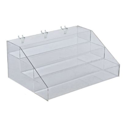 Picture of Azar Displays 3-Tier Step Display Organizer, 7inH x 16inW x 11-3/4inD, Clear