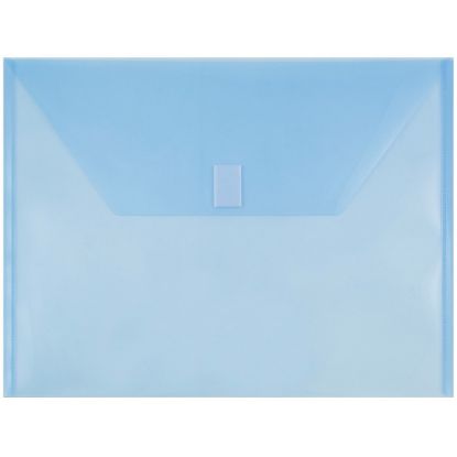 Picture of JAM Paper Plastic Booklet Envelopes , Letter-Size, 9 3/4in x 13in, Hook & Loop Closure, Blue, Pack Of 12