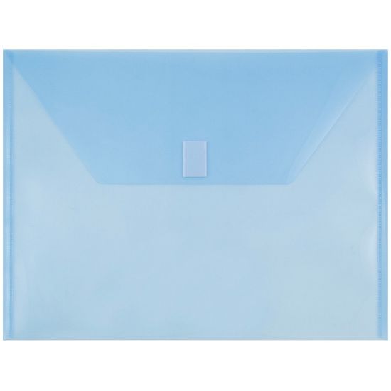 Picture of JAM Paper Plastic Booklet Envelopes , Letter-Size, 9 3/4in x 13in, Hook & Loop Closure, Blue, Pack Of 12