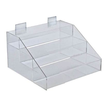 Picture of Azar Displays 3-Tier 3-Compartment Counter Display, 7inH x 12inW x 11-3/4inD, Clear