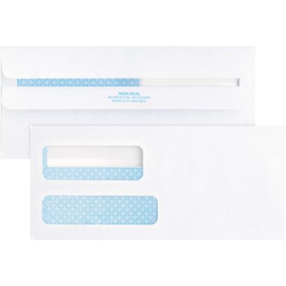 Picture of Business Source No. 9 Double Window Invoice Envelopes - Double Window - #9 - 8 7/8in Width x 3 7/8in Length - 24 lb - Self-sealing - 500 / Box - White