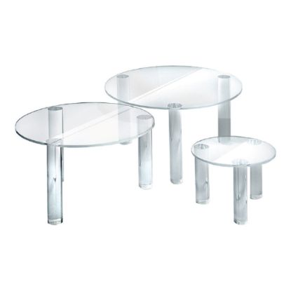 Picture of Azar Displays 3-Piece Acrylic Round Riser Set, 4inH, 6inH, 8inH, Clear