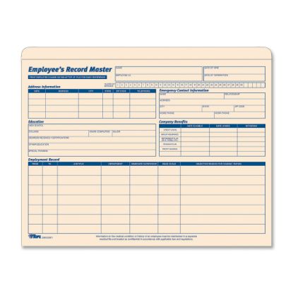 Picture of TOPS Employee Record Master File Jackets, 11 3/4in x 9 1/2in, Manila, Pack Of 15