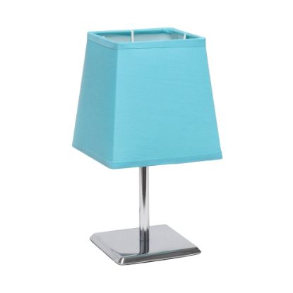 Picture of Simple Designs Mini Chrome Table Lamp With Empire Shade, 9-3/4inH, Blue Shade/Chrome Base