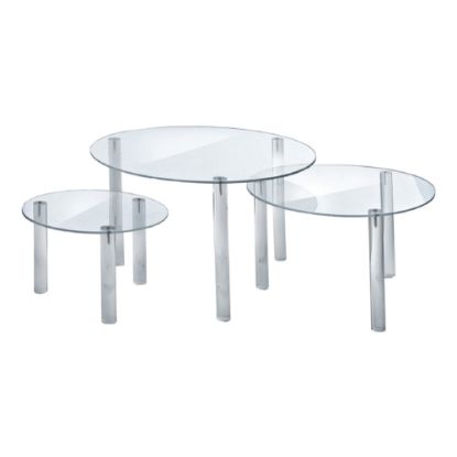 Picture of Azar Displays 3-Piece Round Riser Display Set, 6inH, 8inH, 10inH, Clear