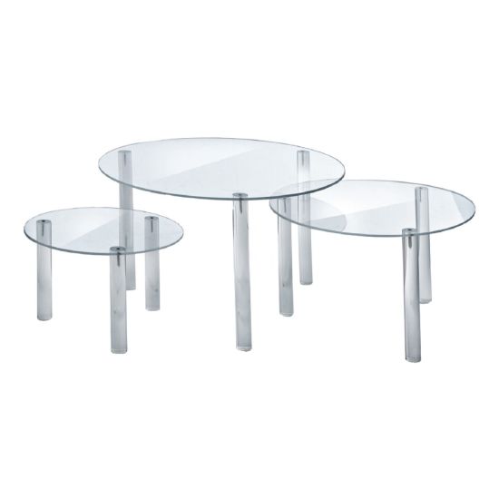 Picture of Azar Displays 3-Piece Round Riser Display Set, 6inH, 8inH, 10inH, Clear